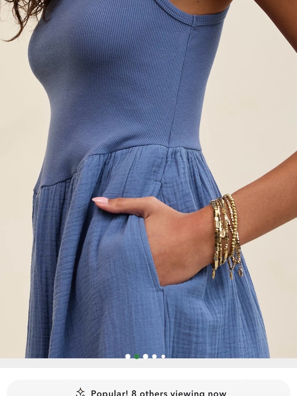 aerie Blue Scoop-Neck Maxi Dress with Textured Skirt - Picture 4 of 8